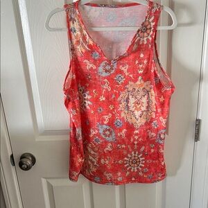 Source Unknown Orange Floral Tank Top, Size L, NWOT